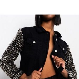 AKIRA Black Studded Jean Jacket
